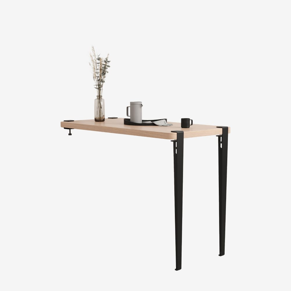Pied De Table Industriel En Acier Noir - H90 X L80 Cm - Fait Main, Finition Vernis