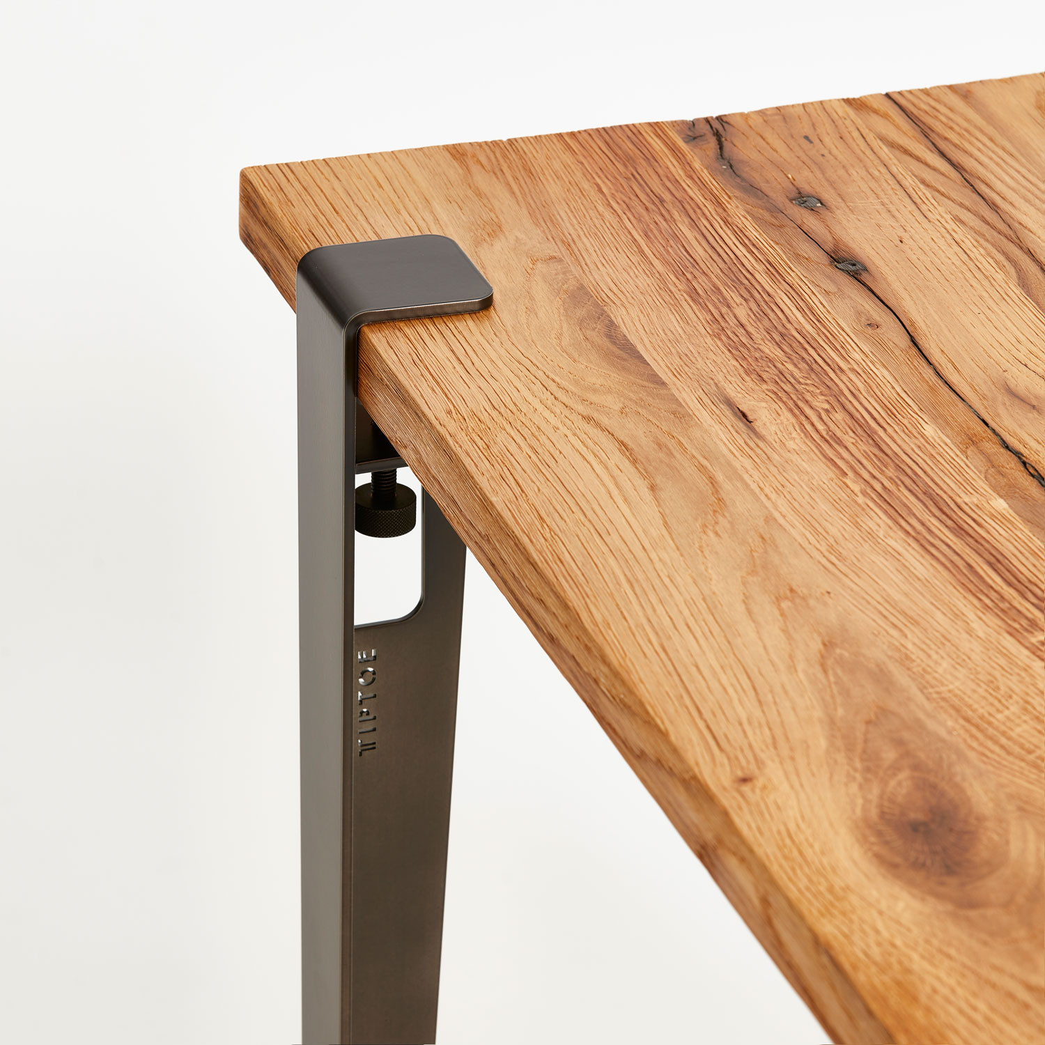 Steel leg for custom-made dining table or desk