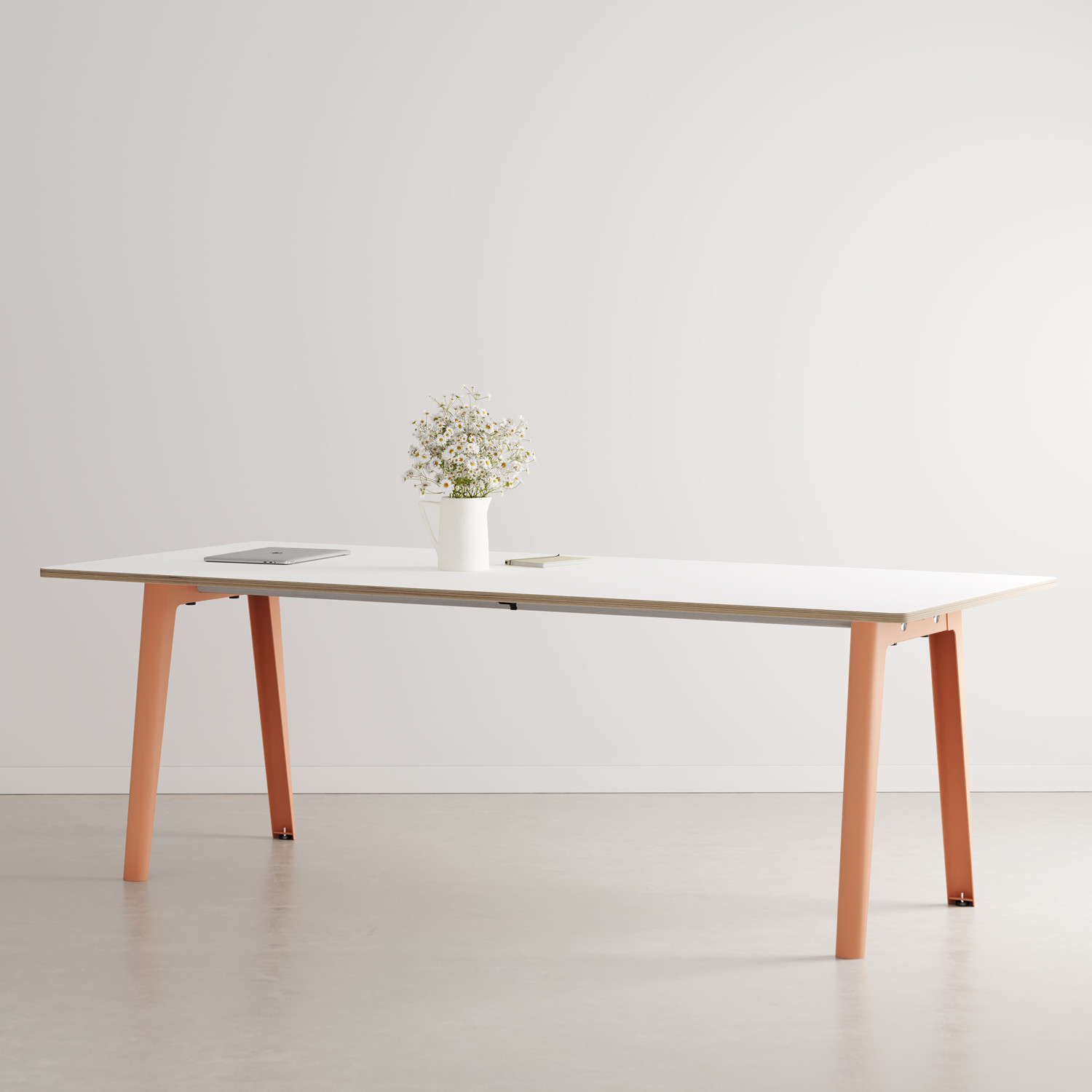 White table deals top wood legs