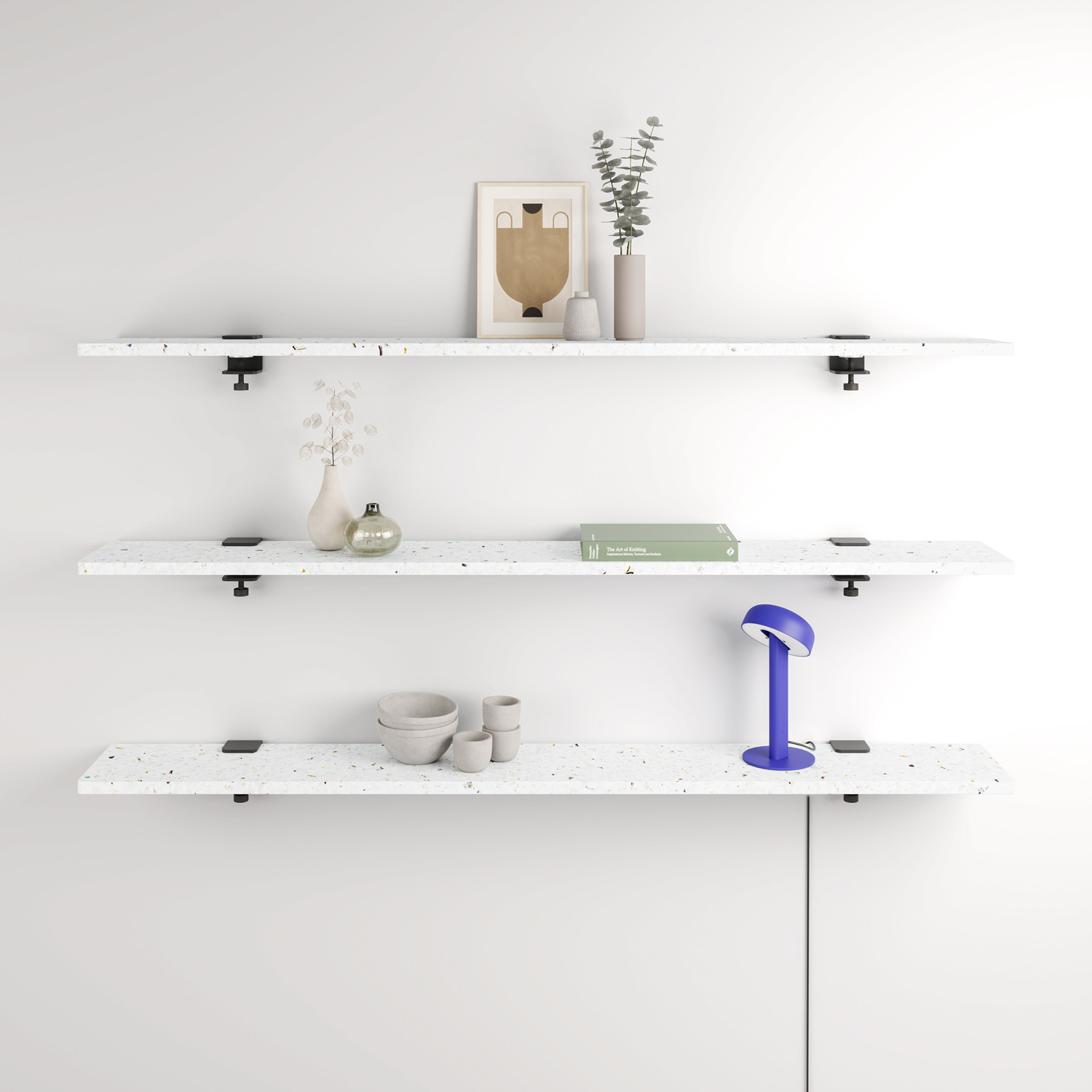 VENEZIA white recycled plastic wall bookshelf - 120 and 150cm