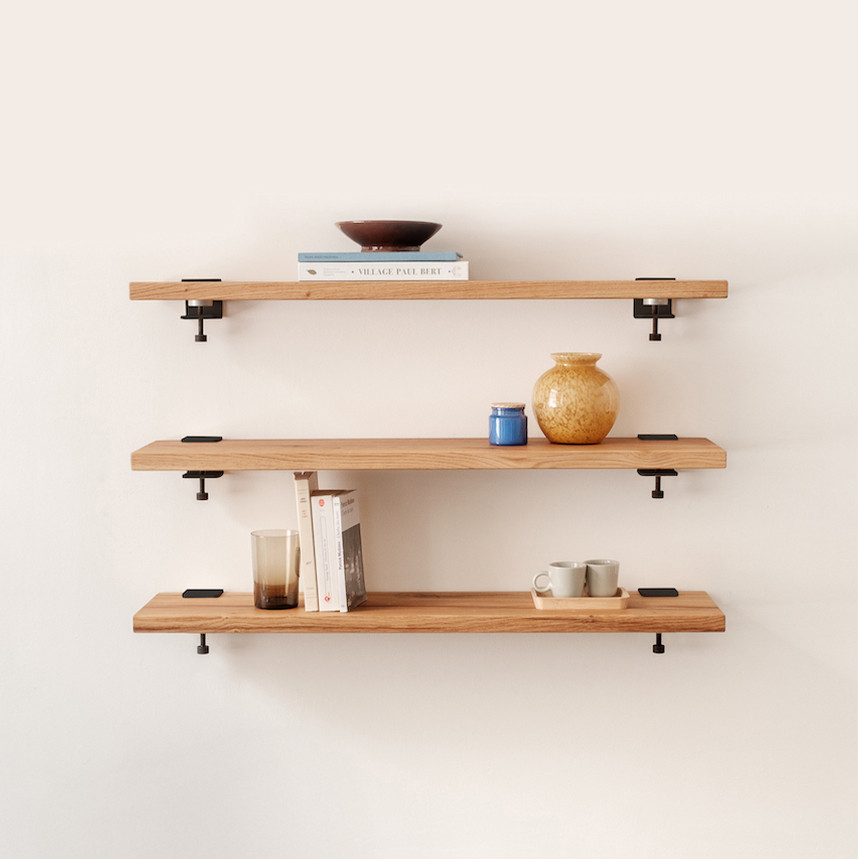 Lot de 3 étagères murales BRACKET - bois ancien recyclé - 60 à 150cm