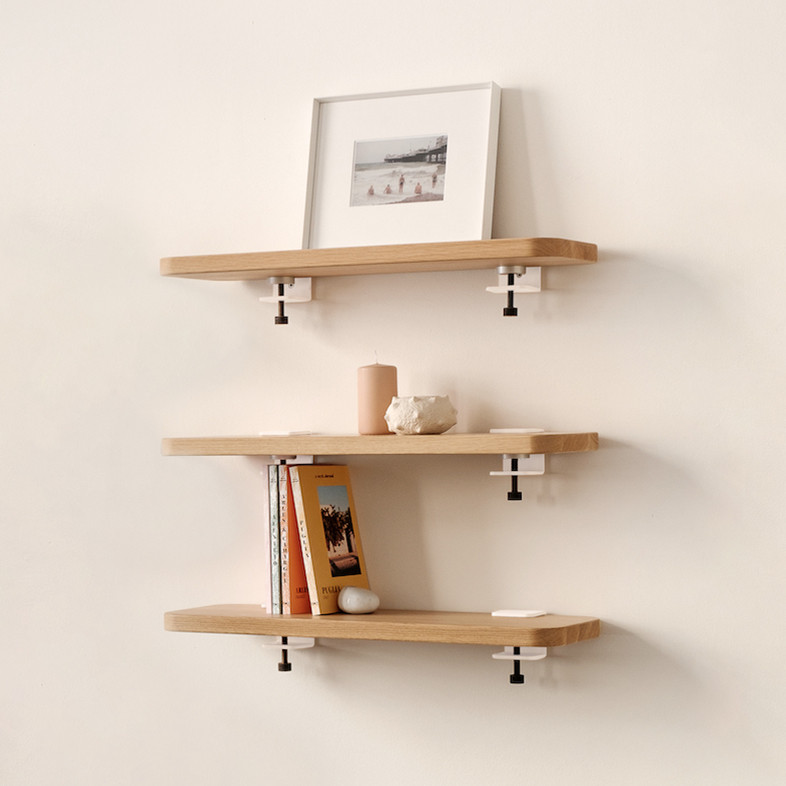 Lot de 3 étagères murales BRACKET - chêne massif - 60 à 150cm