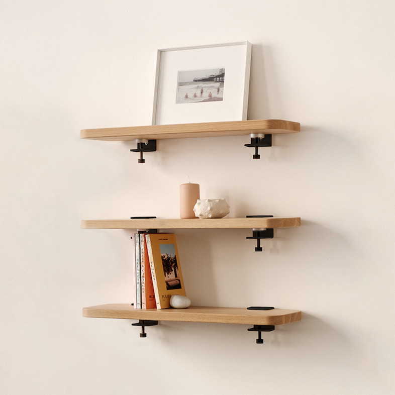 Lot de 3 étagères murales BRACKET - chêne massif - 60 à 150cm