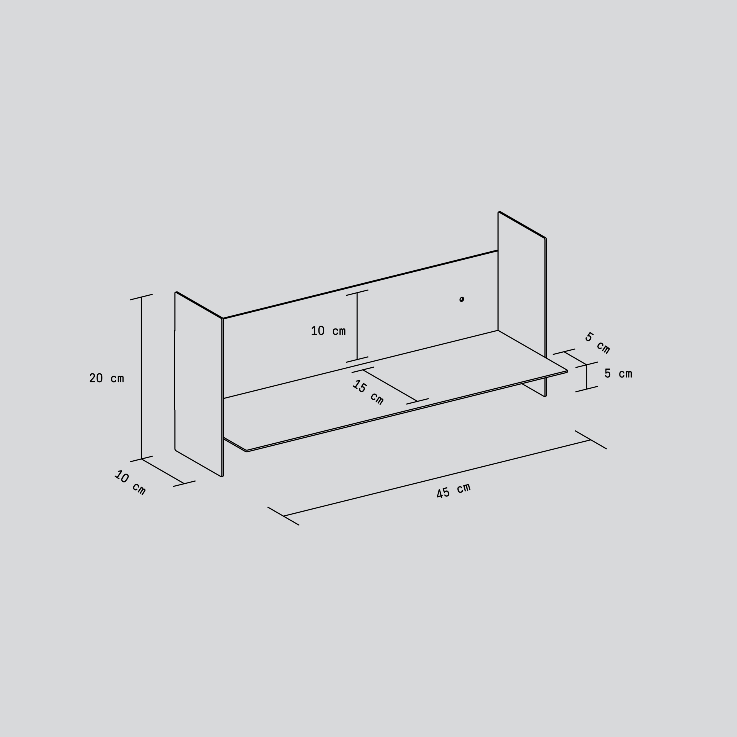 Wandbibilothek PLI aus Stahl - 30 bis 60cm