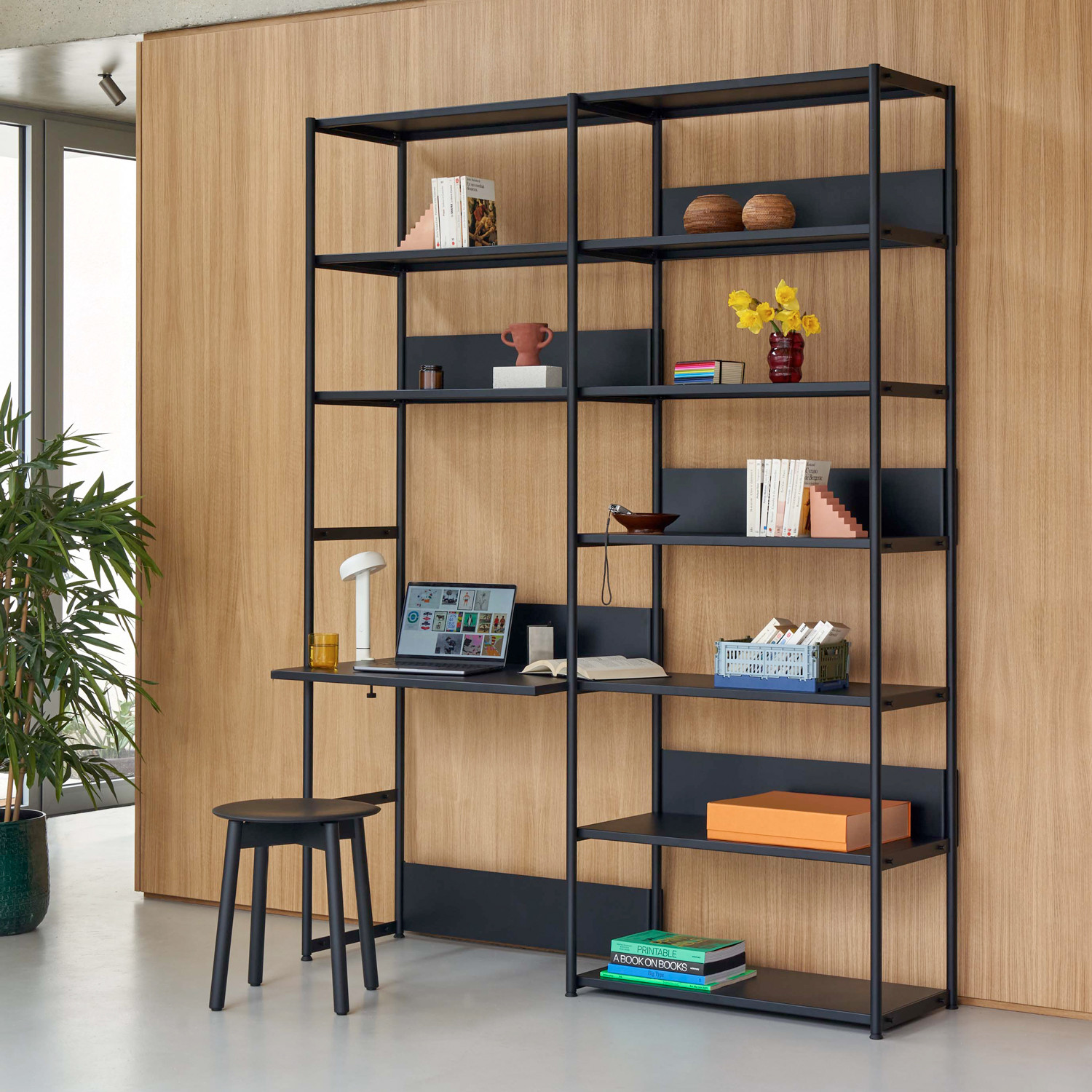 Etagère bureau UNIT - H180 à 215 x  L164cm - acier thermolaqué