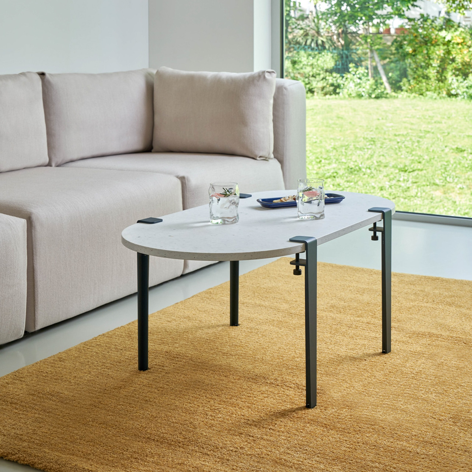 Table basse oblongue TIPTOE 100x50cm - plastique recyclé Venezia