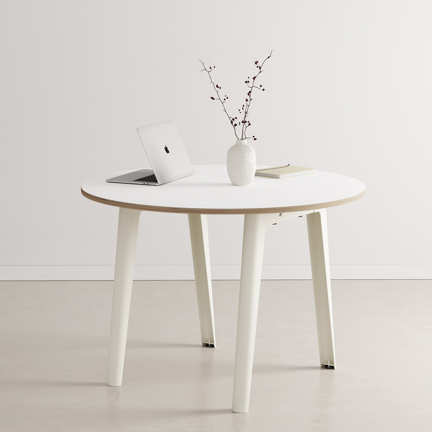 Table de réunion ronde NEW MODERN Ø 110cm - multiplis blanc
