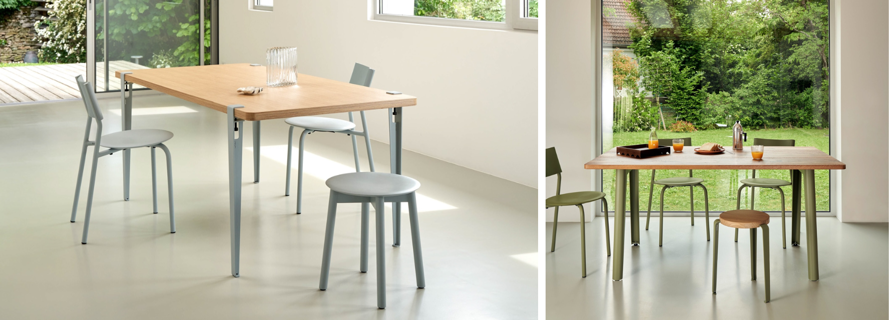 Design dining tables, in wood or recycled plastic - TIPTOE
