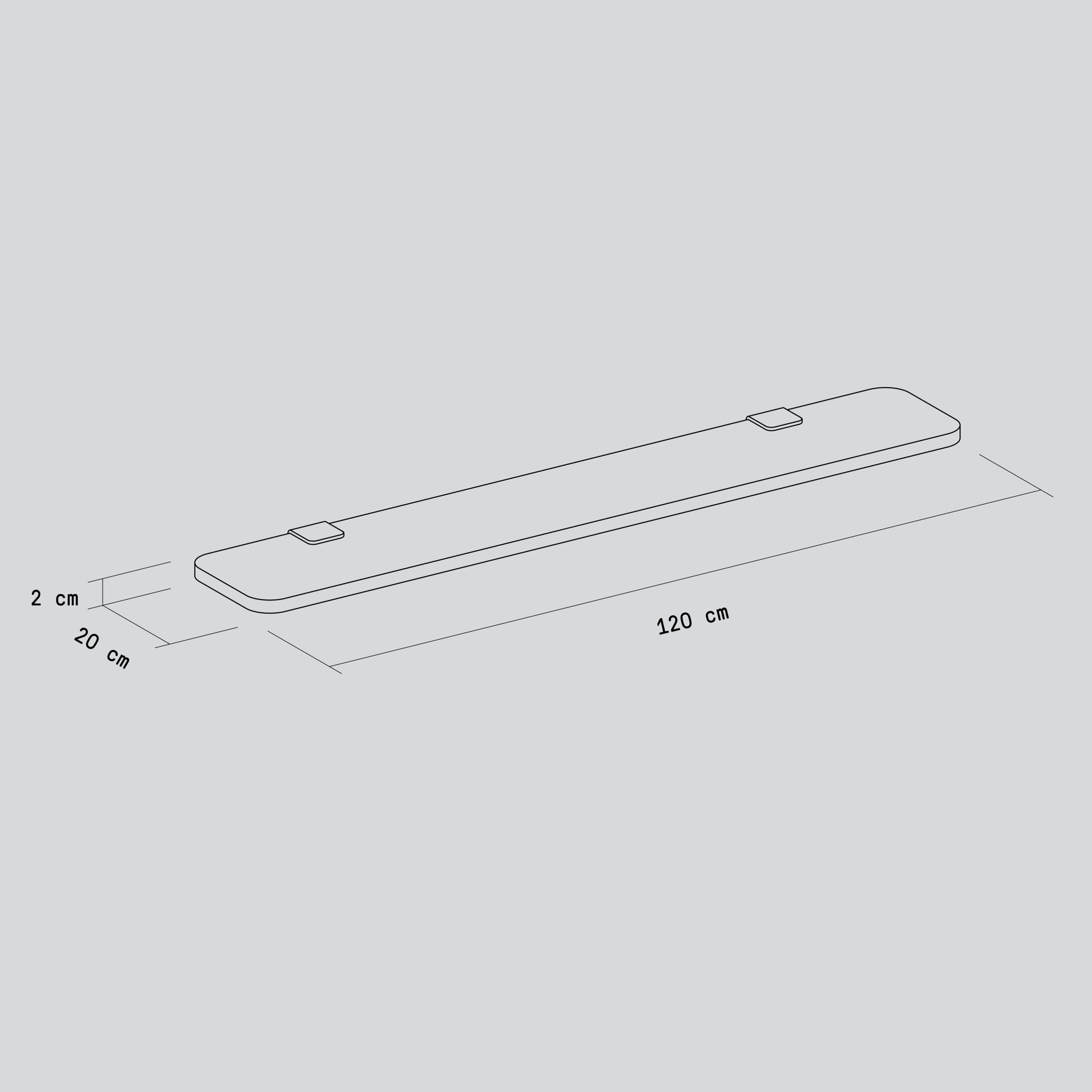Set of 3 BRACKET wall shelves - Venezia recycled plastic - 60 to 150cm