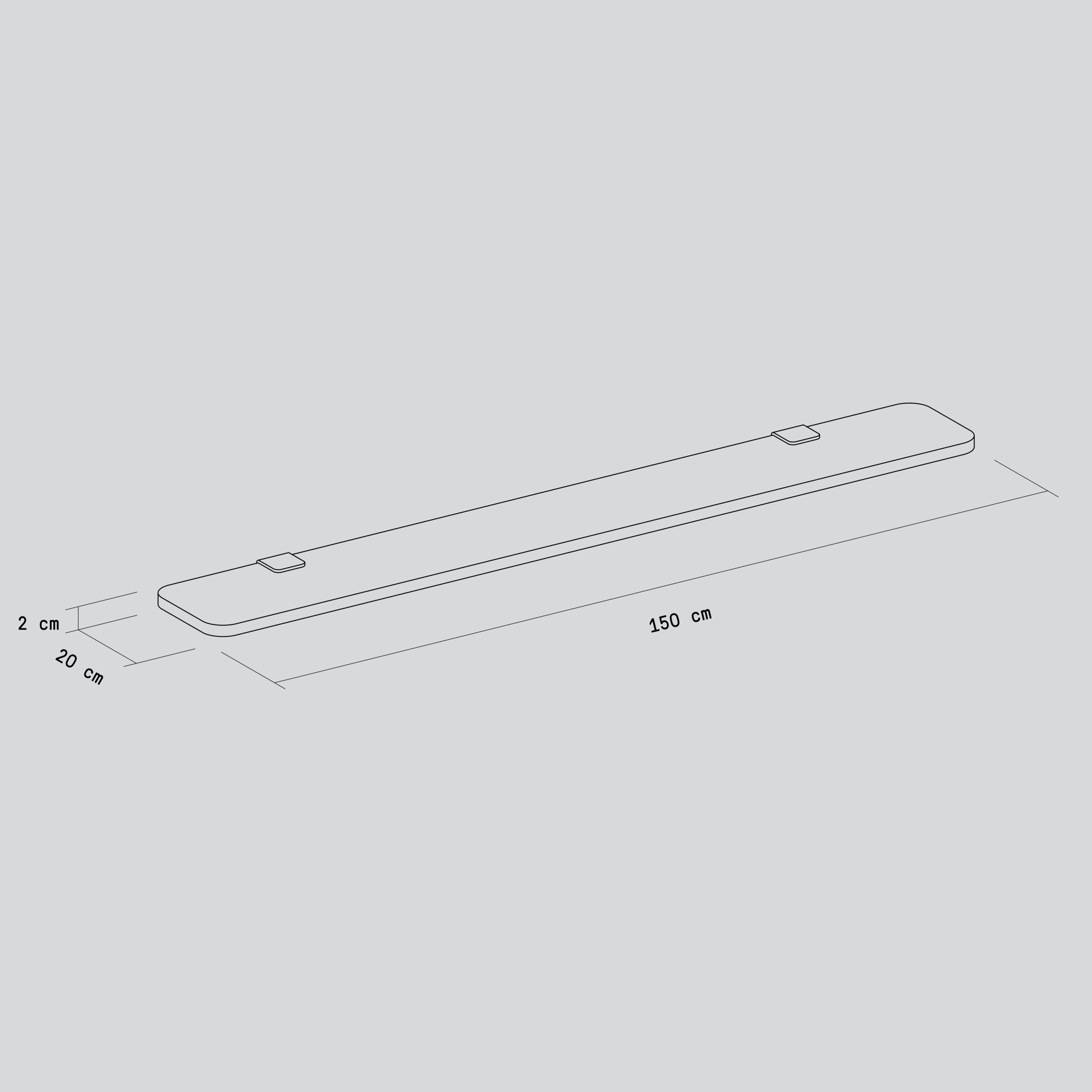 Set of 3 BRACKET wall shelves - Venezia recycled plastic - 60 to 150cm