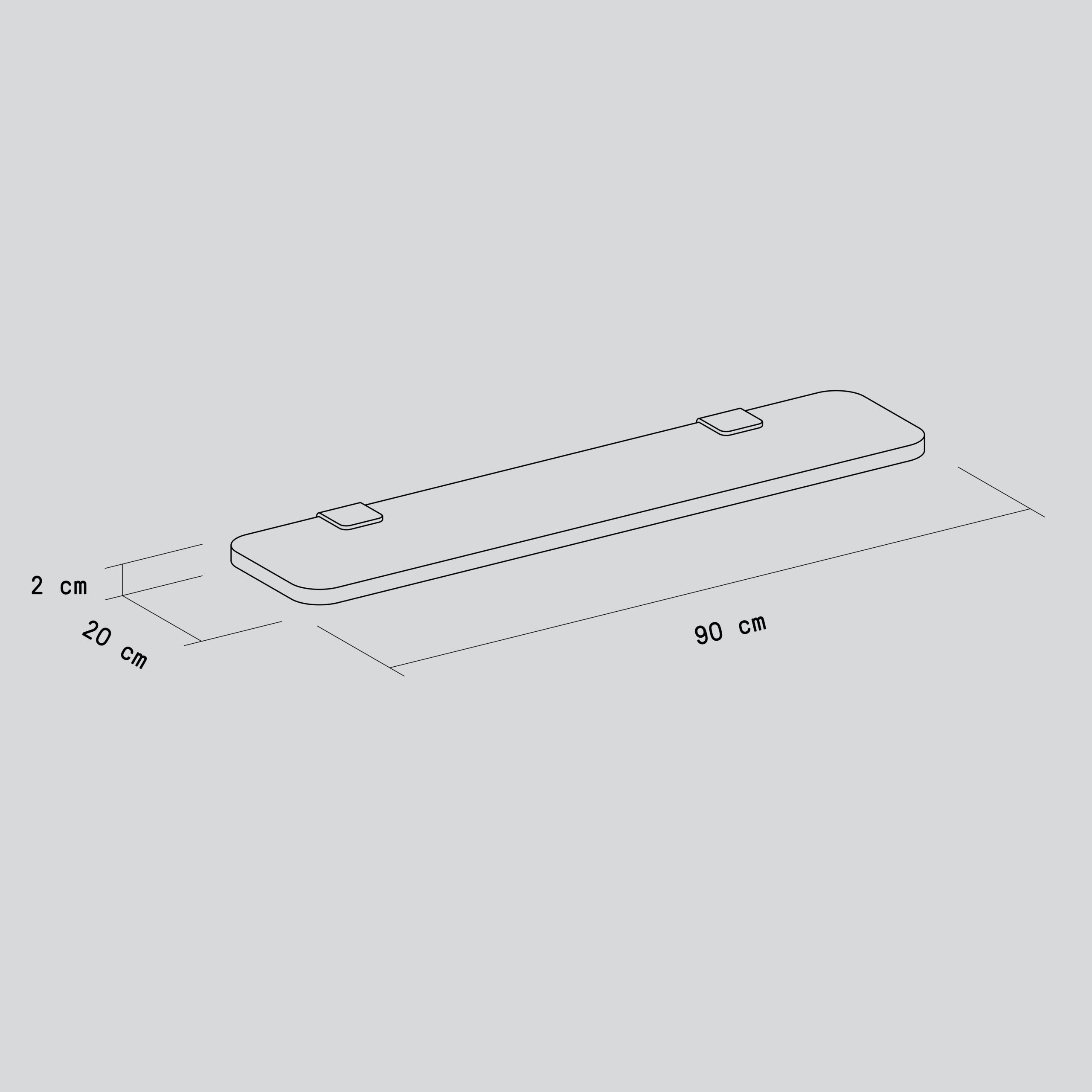 Set of 3 BRACKET wall shelves - Venezia recycled plastic - 60 to 150cm