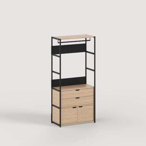 Kleiderschrank UNIT – H180 bis 215 x B84 cm – öko-zertifiziertes Holz