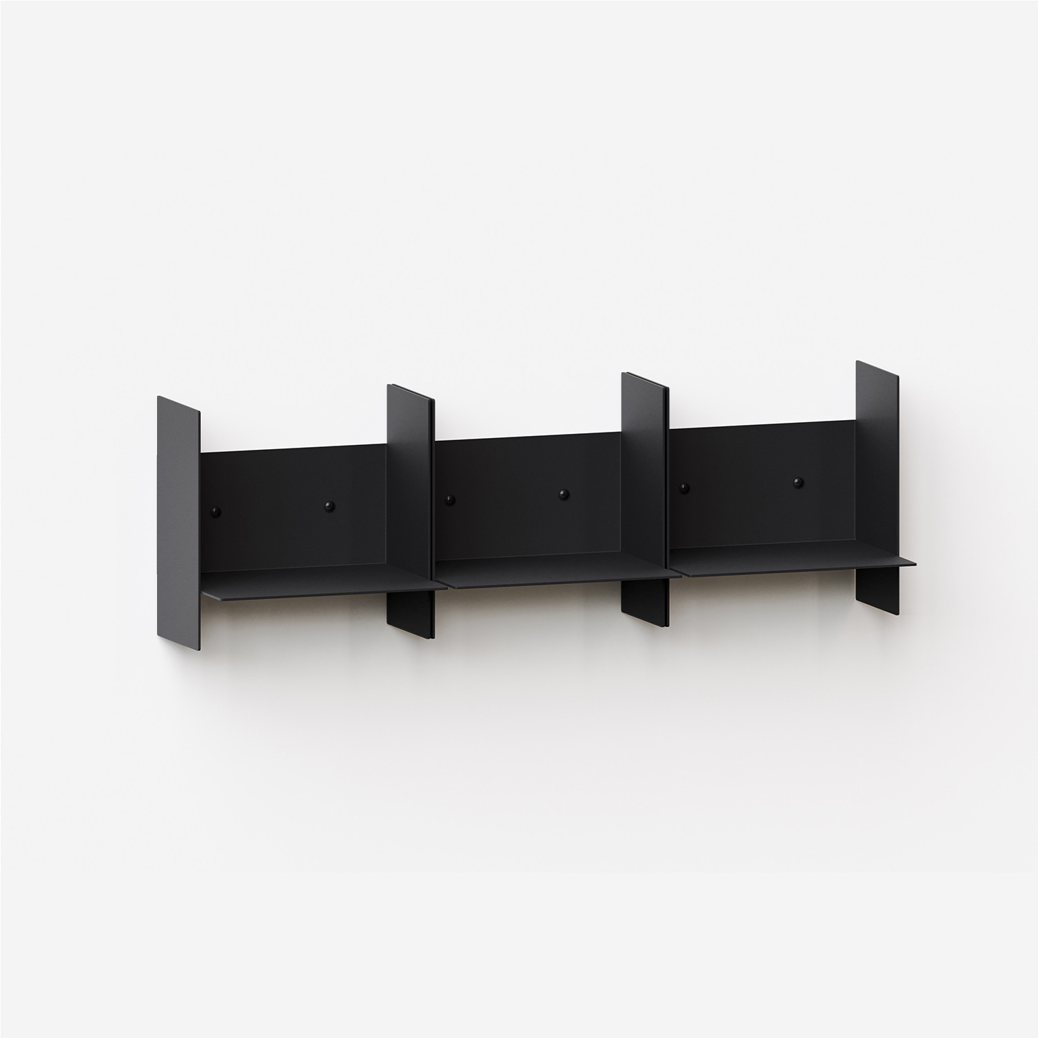 Set of 3 PLI steel wall shelves - 20 to 60cm