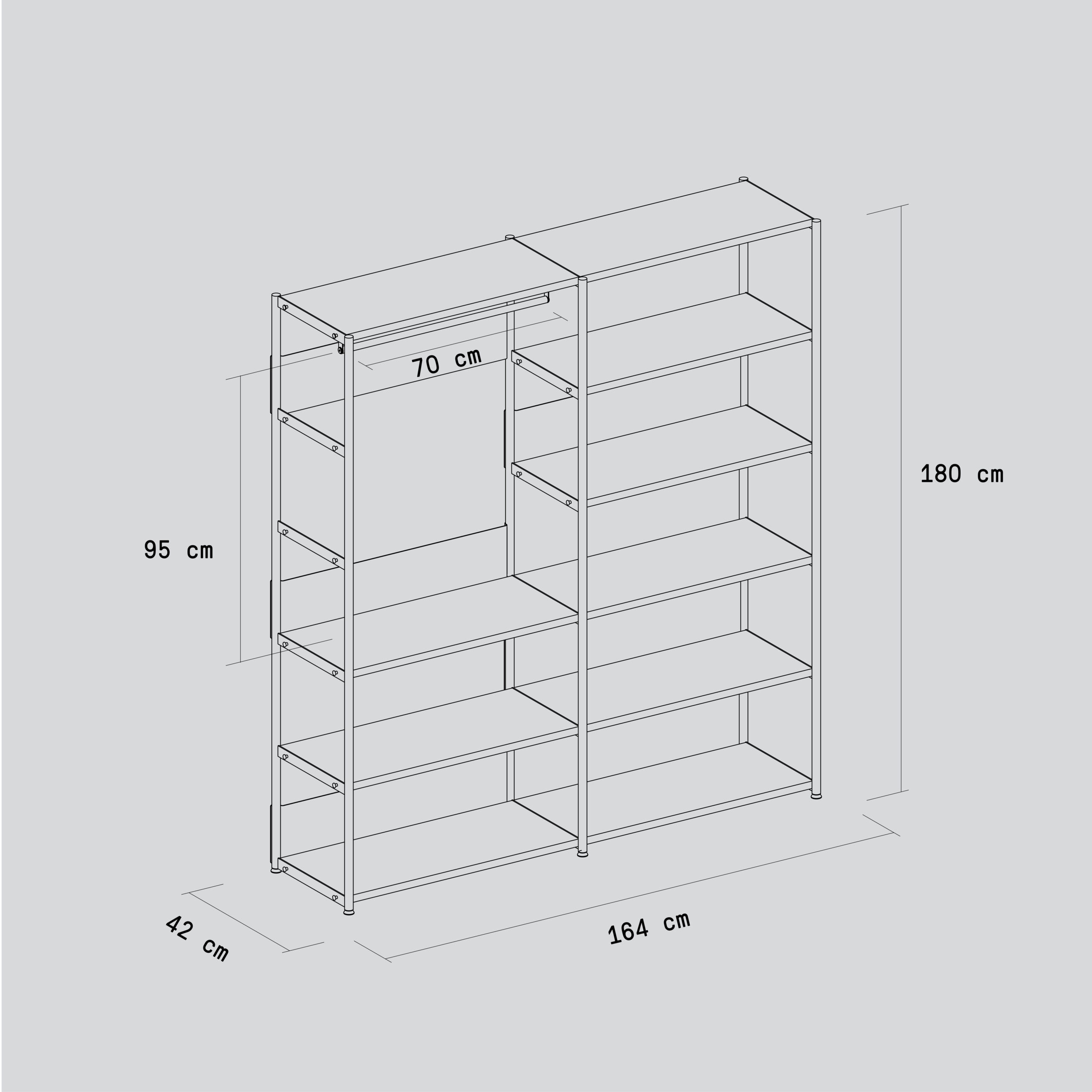 Penderie UNIT - H180 à 215 x L164cm - bois éco-certifié