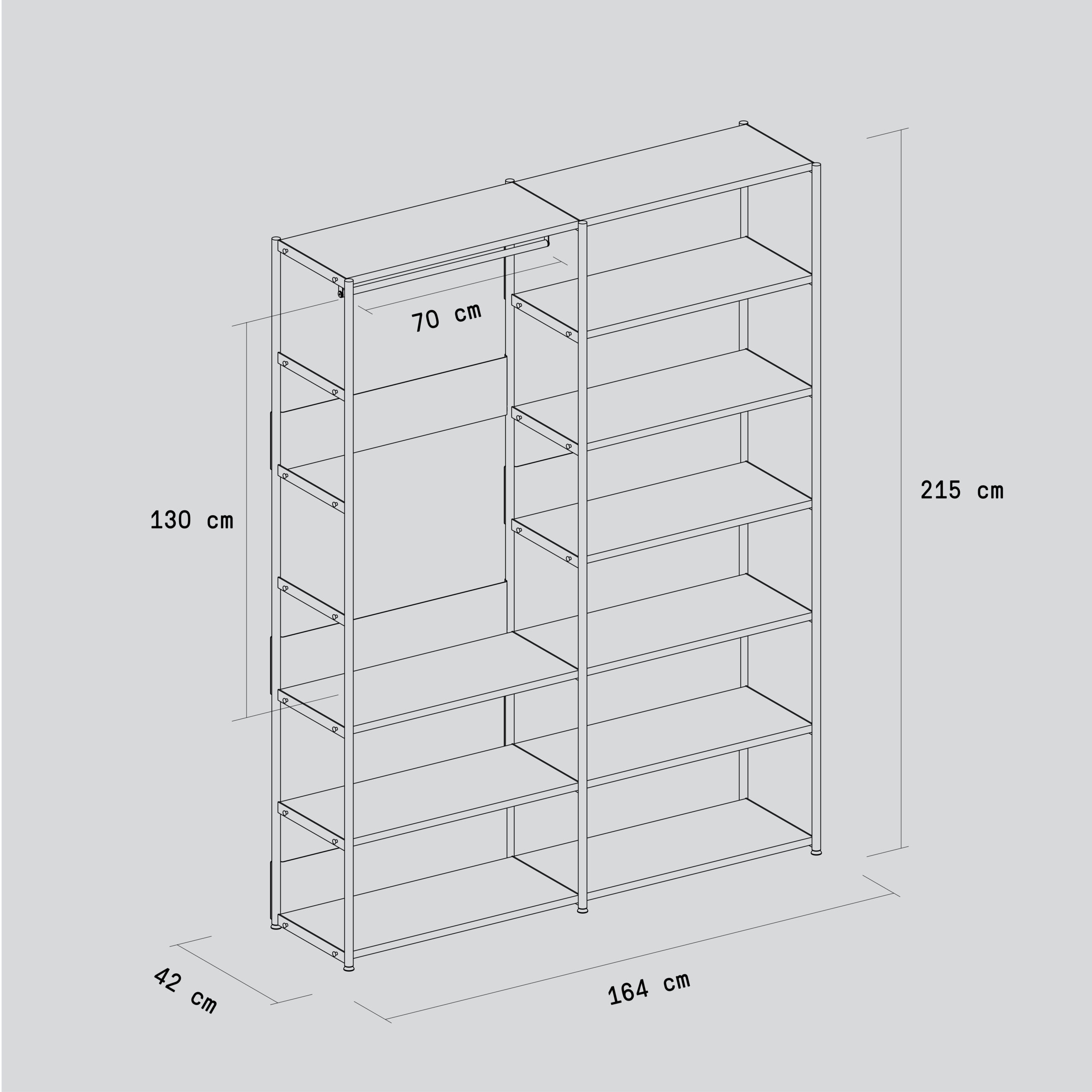 Penderie UNIT - H180 à 215 x L164cm - bois éco-certifié