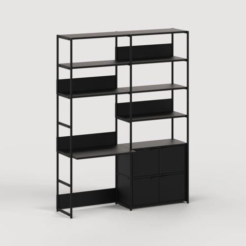Etagère bureau UNIT - H180 à 215 x  L164cm - acier thermolaqué