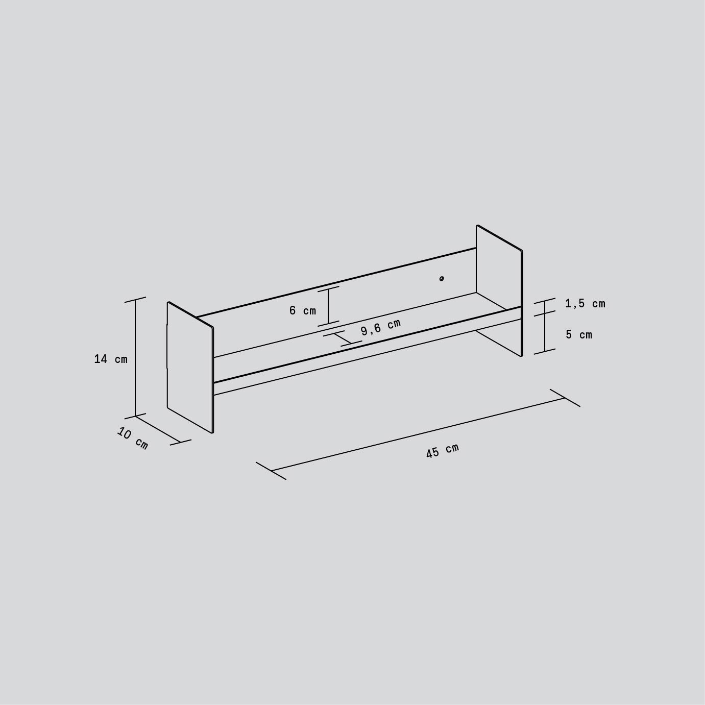 Etagère murale PLI Slim en acier - 20 à 60cm