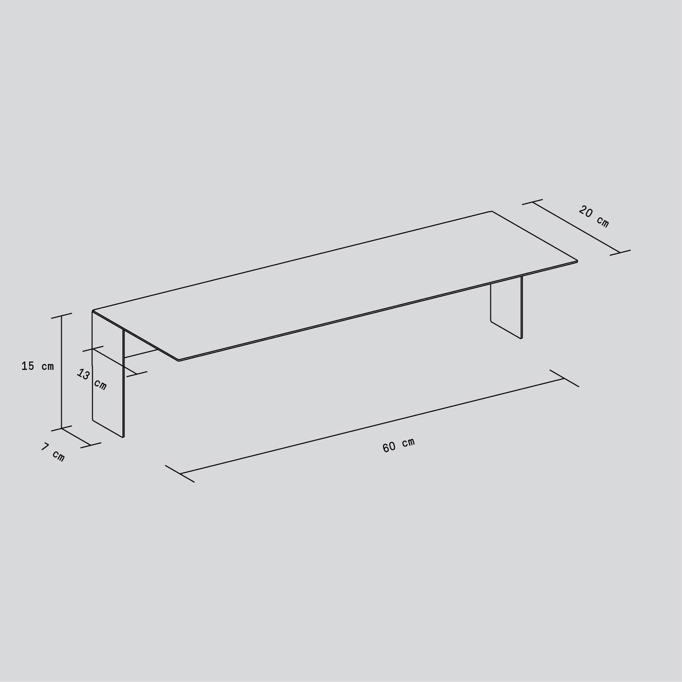 Tablette murale PLI en acier - 20 à 60cm
