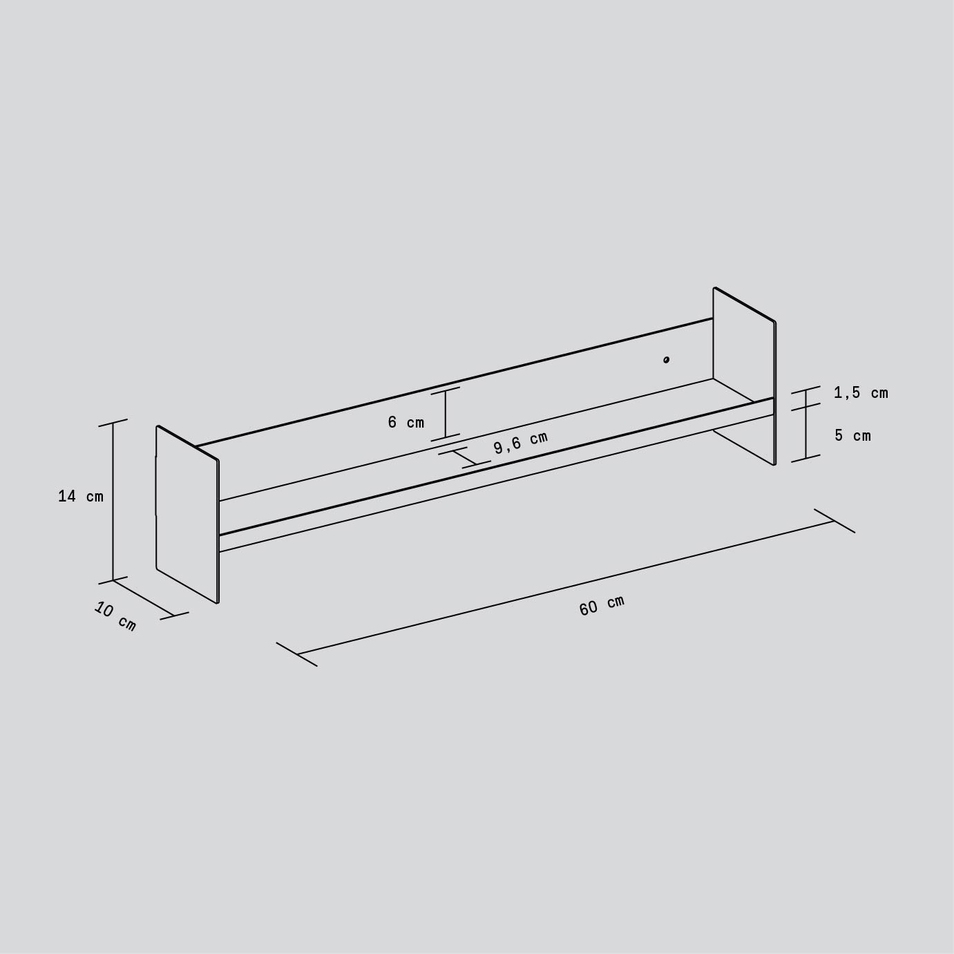 Etagère murale PLI Slim en acier - 20 à 60cm